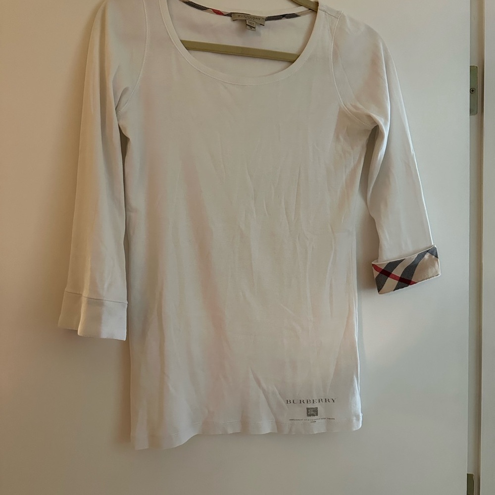 Burberry Cream Fitted 3/4 Sleeve Blouse New without tags